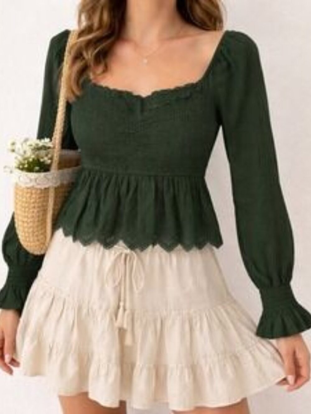 American Eagle Smocked Eyelet Top Green Size M NWT